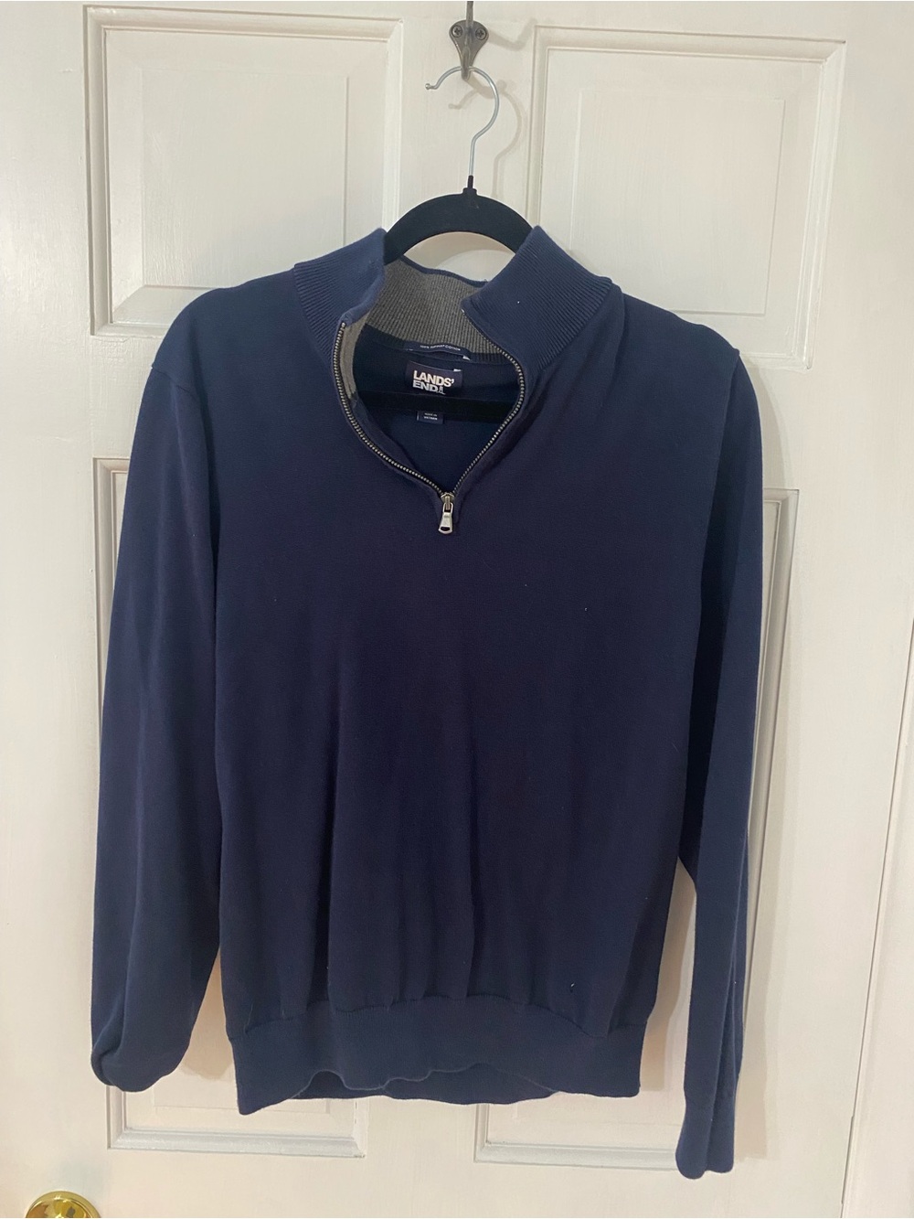 Lands' End Men's Navy Zip-Neck Sweater